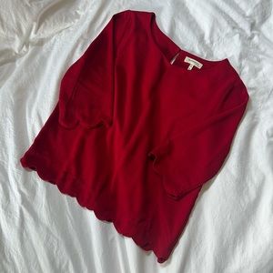 Scalloped Sleeve Crepe Top